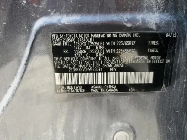 2015 TOYOTA RAV4 XLE  