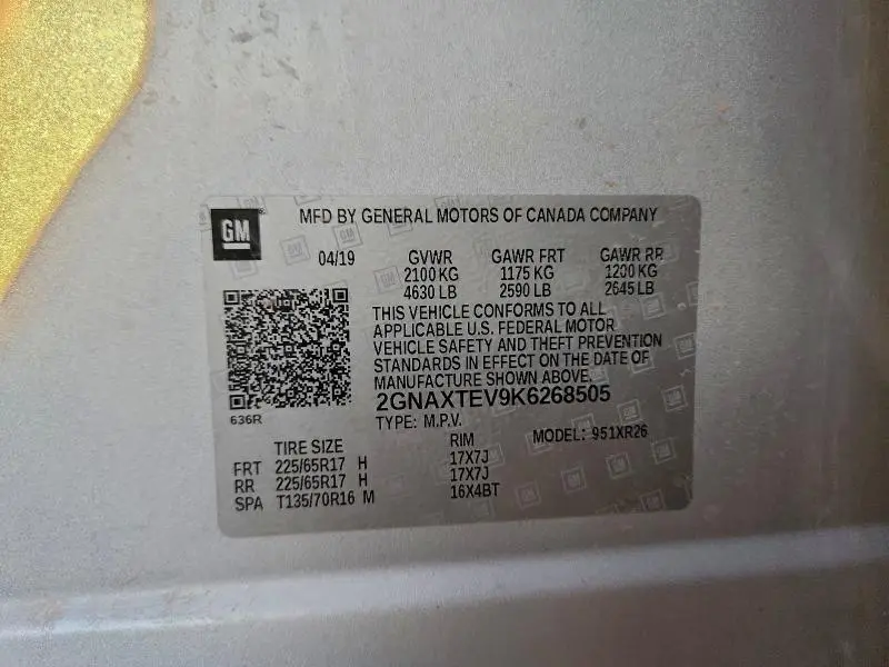 2019 CHEVROLET EQUINOX LT  