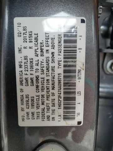 2010 HONDA ACCORD LXP  