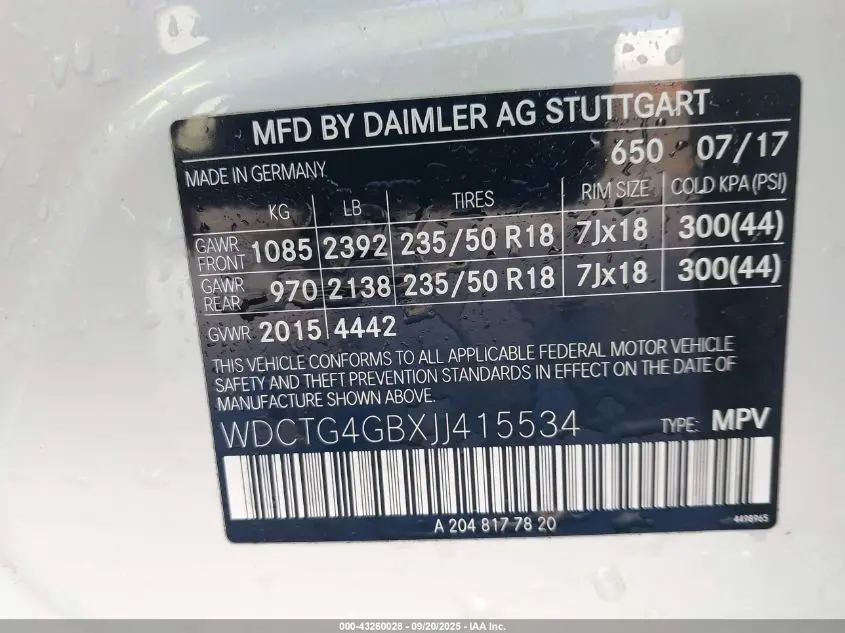 2018 MERCEDES-BENZ GLA 250 4MATIC