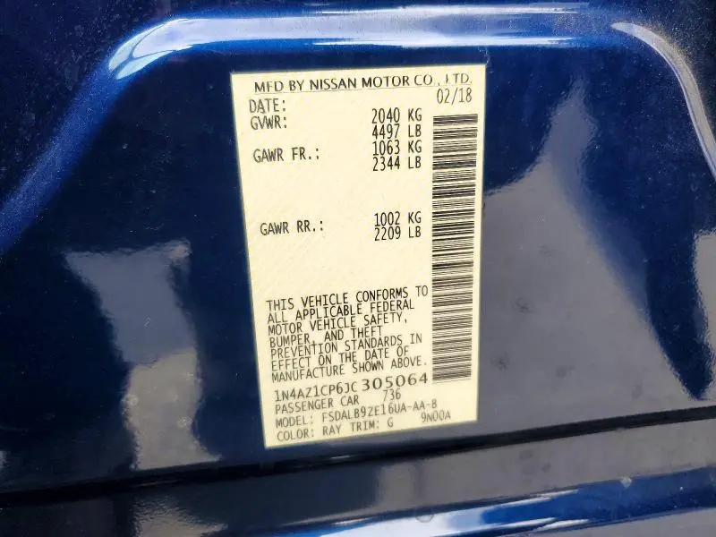 2018 NISSAN LEAF S  