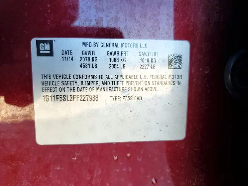 2015 CHEVROLET MALIBU LTZ  