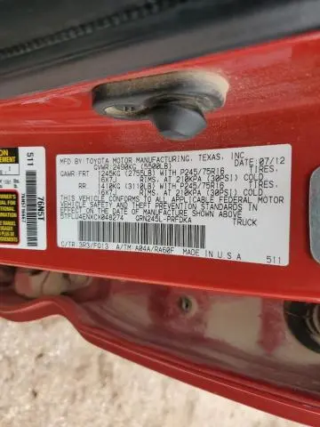 2012 TOYOTA TACOMA DOUBLE CAB  