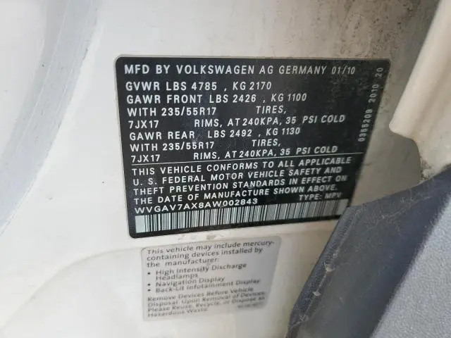 2010 VOLKSWAGEN TIGUAN   
