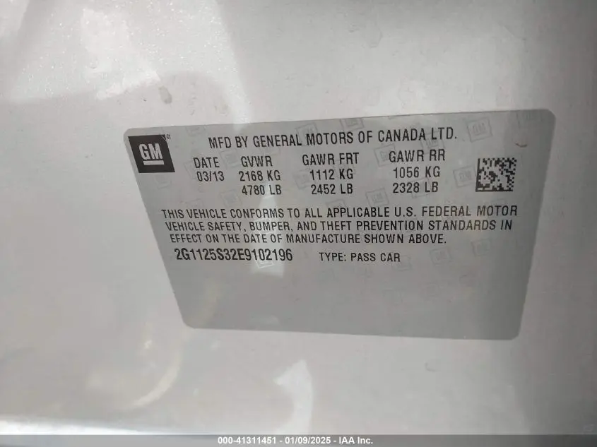 2014 CHEVROLET IMPALA 2LT