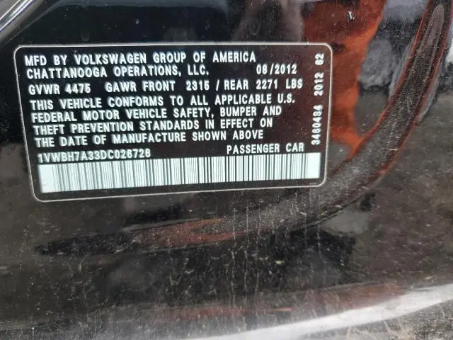 2013 VOLKSWAGEN PASSAT SE  
