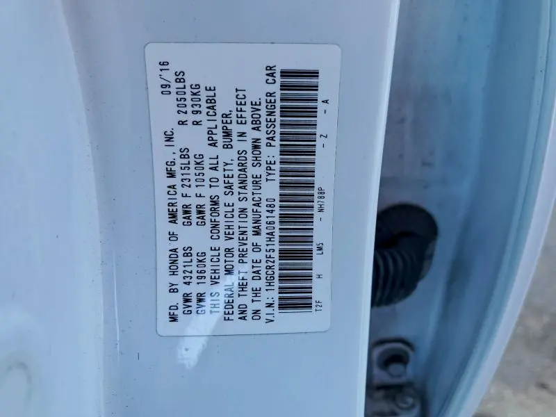 2017 HONDA ACCORD SPORT  