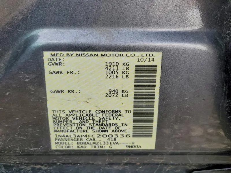 2015 NISSAN ALTIMA 2.5  