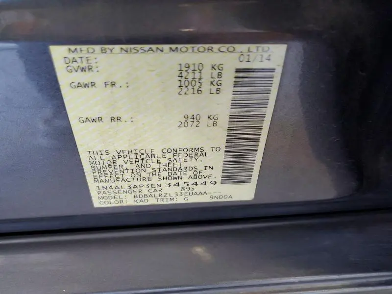 2014 NISSAN ALTIMA 2.5 S  