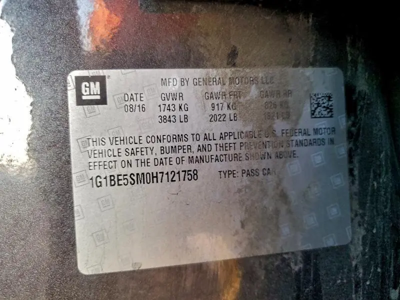 2017 CHEVROLET CRUZE LT  