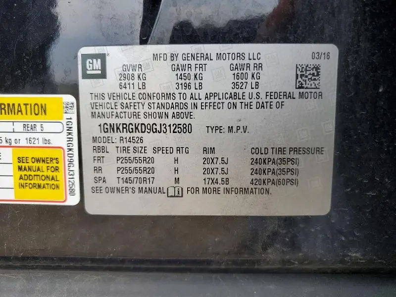 2016 CHEVROLET TRAVERSE LT  