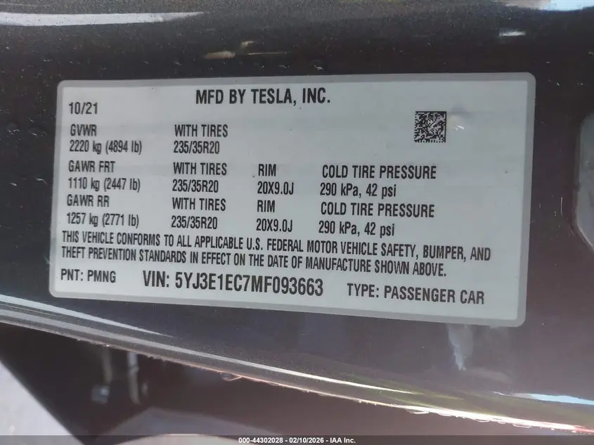 2021 TESLA MODEL 3 PERFORMANCE DUAL MOTOR ALL-WHEEL DRIVE