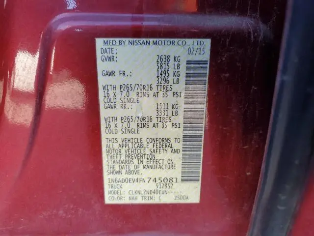 2015 NISSAN FRONTIER S  