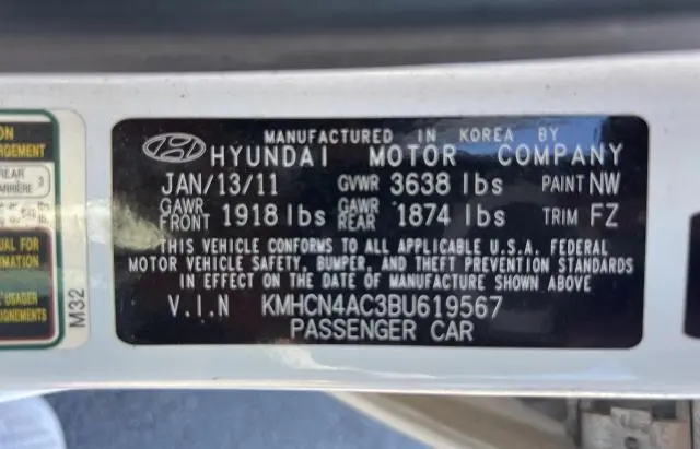 2011 HYUNDAI ACCENT GLS  