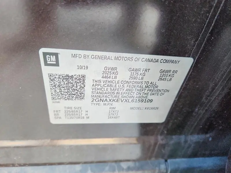 2020 CHEVROLET EQUINOX LT  