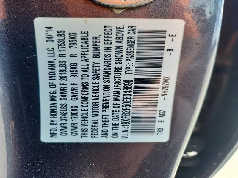 2014 HONDA CIVIC LX  