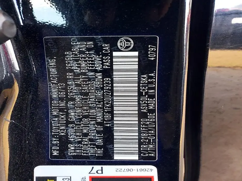 2013 TOYOTA CAMRY SE  