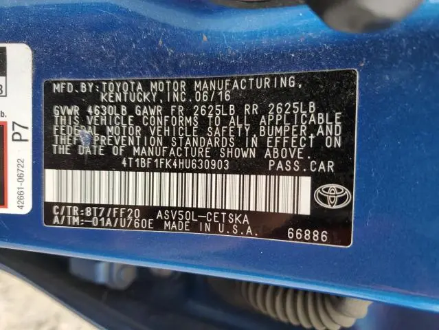 2017 TOYOTA CAMRY LE  