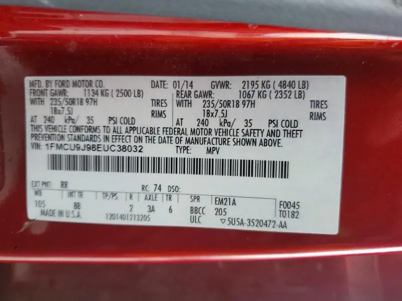 2014 FORD ESCAPE TITANIUM  