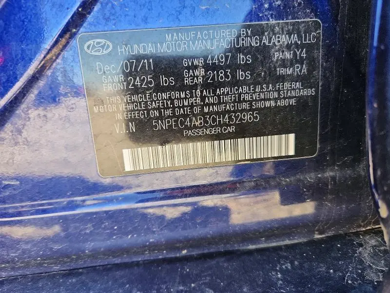 2012 HYUNDAI SONATA LIMITED 2.0T  
