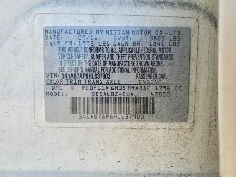 2017 NISSAN SENTRA S  