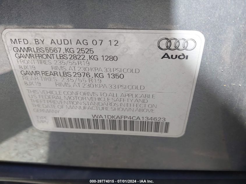 2012 AUDI Q5 3.2 PREMIUM PLUS