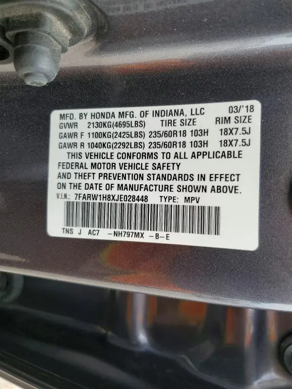 2018 HONDA CR-V EXL  
