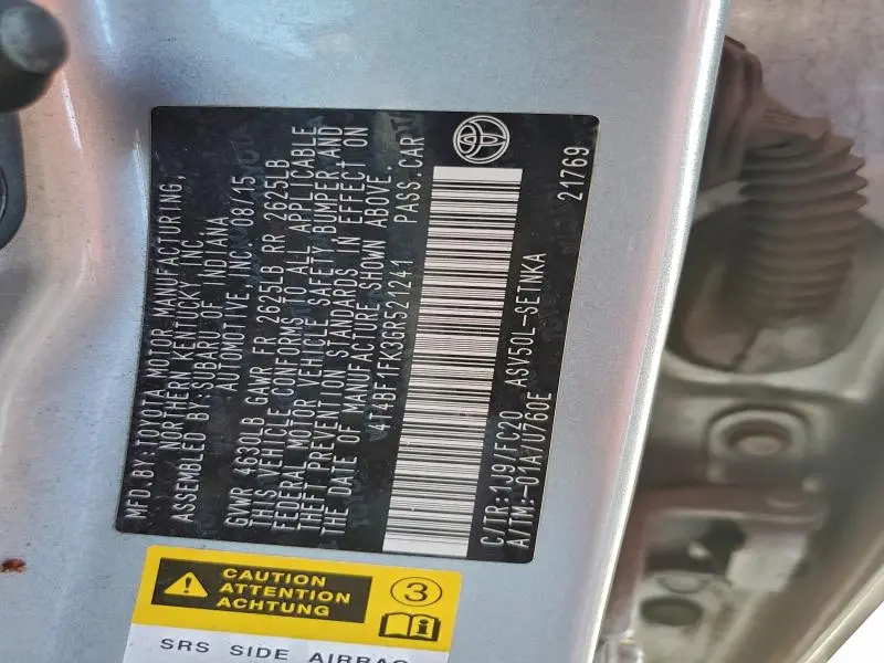 2016 TOYOTA CAMRY LE  