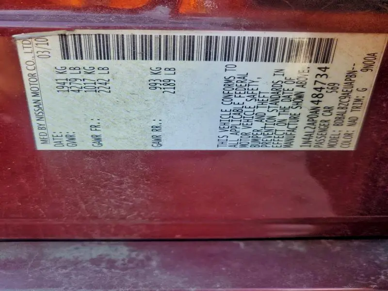 2010 NISSAN ALTIMA BASE  