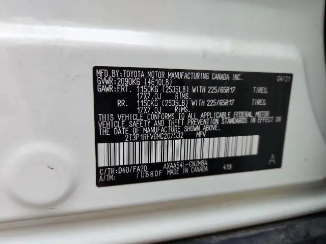 2021 TOYOTA RAV4 XLE  