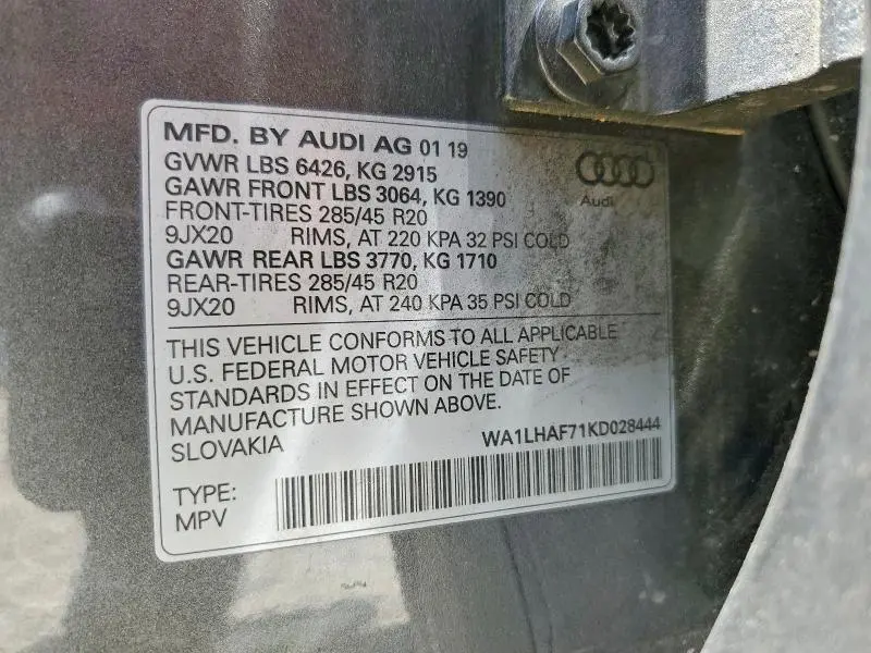 2019 AUDI Q7 PREMIUM PLUS  