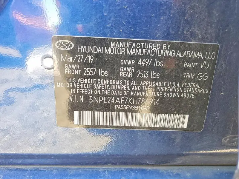 2019 HYUNDAI SONATA SE  