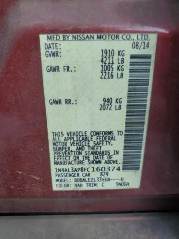 2015 NISSAN ALTIMA 2.5  