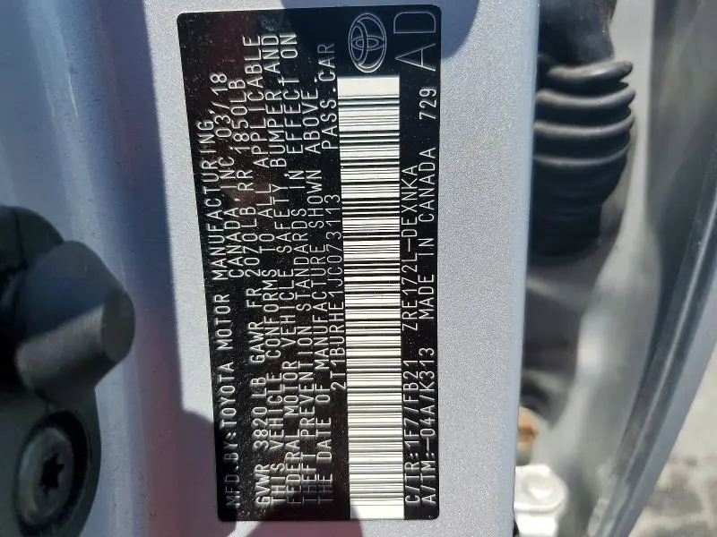 2018 TOYOTA COROLLA LE  