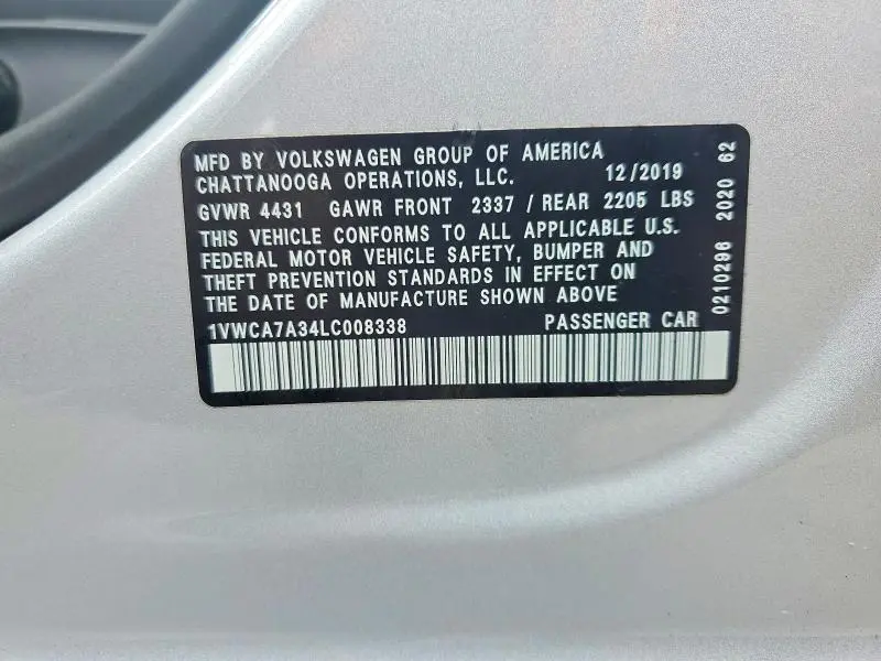 2020 VOLKSWAGEN PASSAT SEL  
