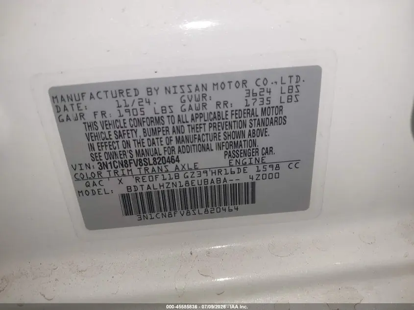 2025 NISSAN VERSA 1.6 SR