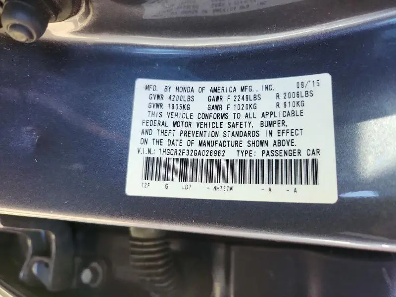 2016 HONDA ACCORD LX  