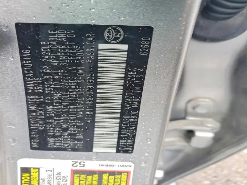 2019 TOYOTA CAMRY SE  