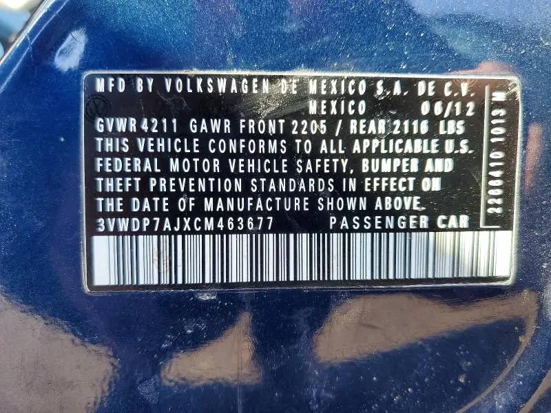 2012 VOLKSWAGEN JETTA SE  