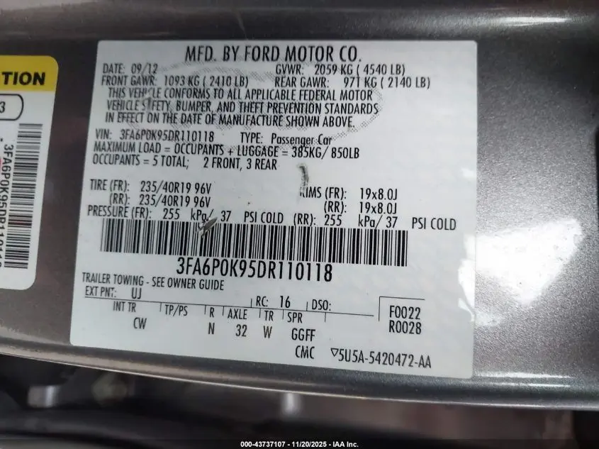 2013 FORD FUSION TITANIUM