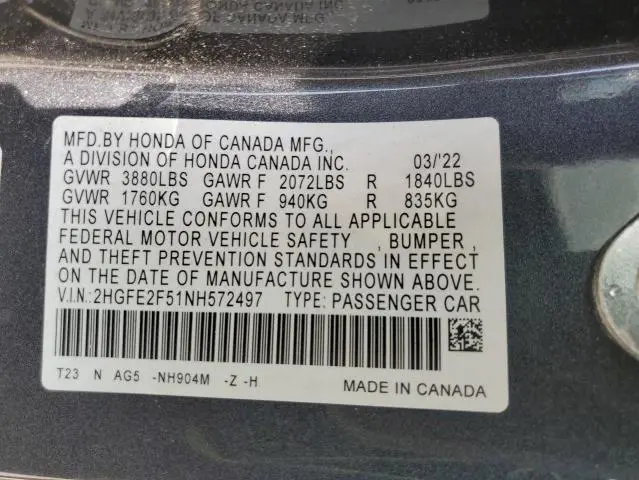 2022 HONDA CIVIC SPORT  