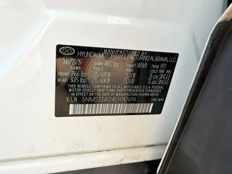 2020 HYUNDAI SANTA FE SEL  