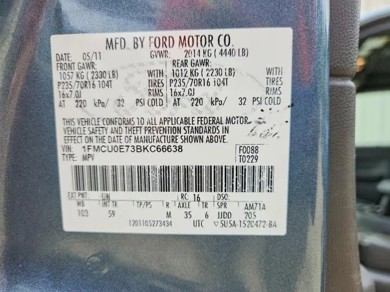 2011 FORD ESCAPE LIMITED  
