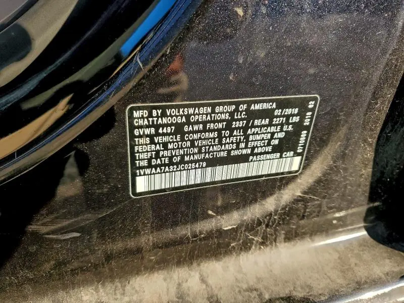 2018 VOLKSWAGEN PASSAT S  