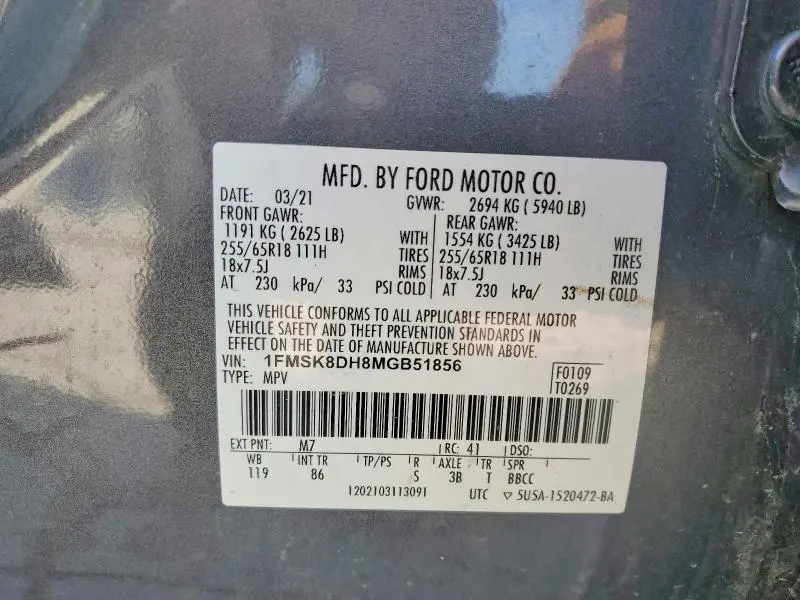 2021 FORD EXPLORER XLT  