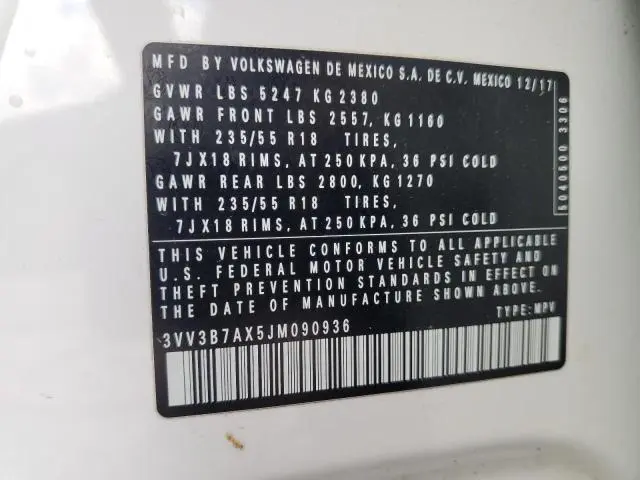 2018 VOLKSWAGEN TIGUAN SE  