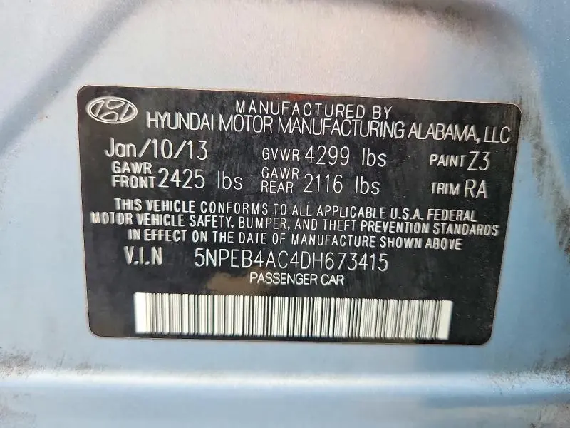 2013 HYUNDAI SONATA GLS  