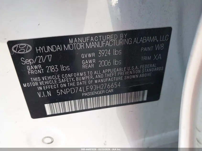 2018 HYUNDAI ELANTRA SE