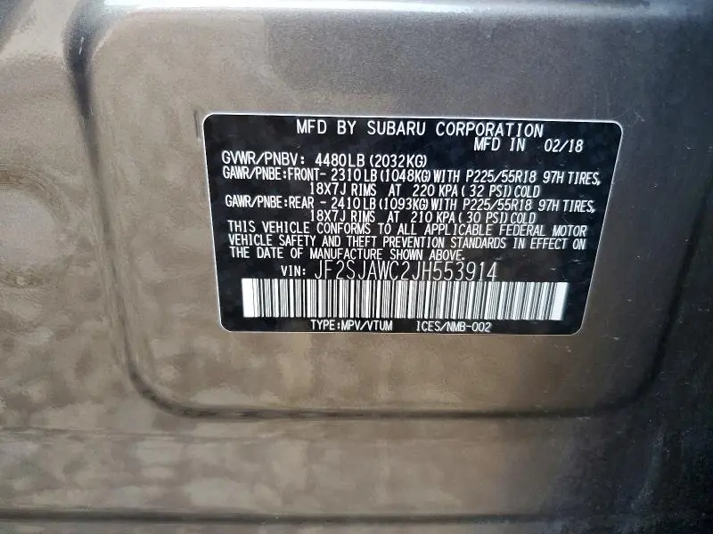 2018 SUBARU FORESTER 2.5I TOURING  