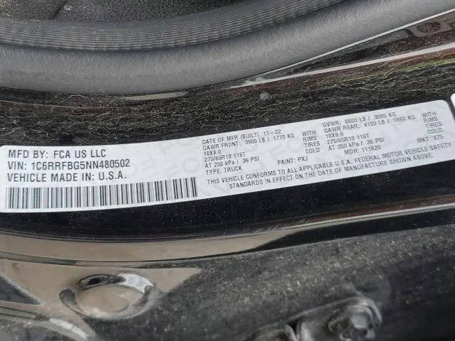 2022 RAM 1500 BIG HORN/LONE STAR  